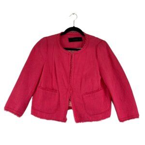 Zara Basic Barbie-Pink Waffle-Knit-Style Cotton Women's Blazer